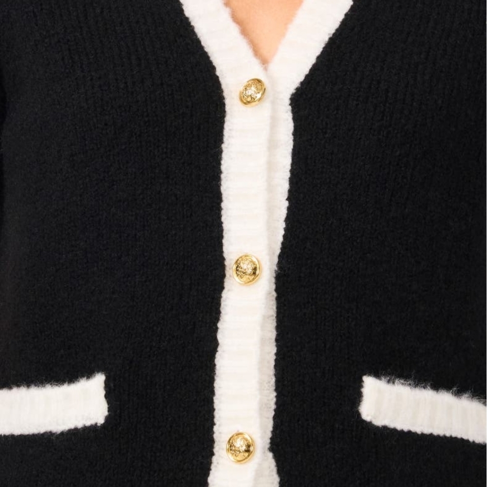NEW CECE | Contrast Trim Cardigan Sweater - Picture 5 of 7